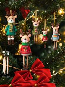 16pcs/Set Colorful Christmas Reindeer Decoration Set - Warm Christmas Style, Suitable For Christmas Tree, Home, Office, Classroom Multi-Functional Gift Box Hanging Ornaments, Reindeer Christmas Decor - A - View 3