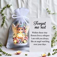 2D Fairy Flower Angel Pocket Hug Statue Ornament, 2D Fairy Girl Flower Angel With Emotional Encouragement Card And Osha Root Pocket, Hug Token, Commemorative Fairy Angel Suitable For Room Decor, Home Decor, Office Decor And Best Memorial Gift For Family And Friends - 2D Statue + Card + Pocket - View 7