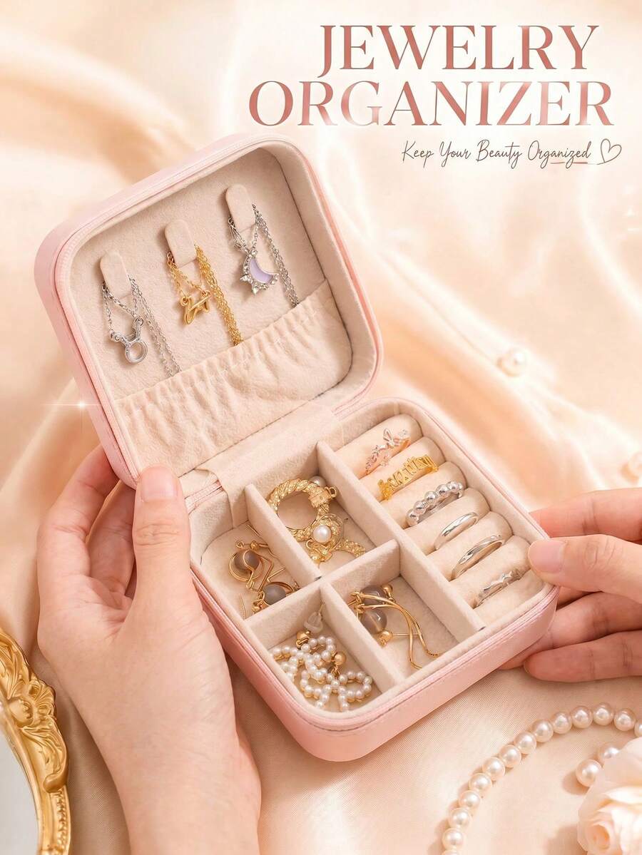 旅行珠寶收納盒 大容量珠寶儲存盒 多功能珠寶展示收納盒 便攜式旅行珠寶盒 旅行必備 女性完美禮物