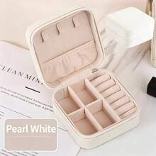 1pc Women's Portable Multi-Compartment PU Leather Anti-Oxidation Jewelry Storage Box, Minimalist Luxury Travel Commute Earring Necklace Ring Organizer, Valentine's Day Gift - Multicolor - View 5