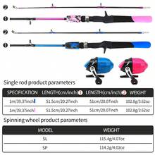KecchKrezing Pink & Blue Solid Color Lure Fishing Rod Set, Telescopic Plug-In Rod With Closed Button Reel, Bucket Net And Storage Bag, Family-Friendly Portable Fishing Kit - Blue - View 3