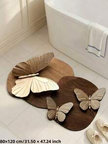 1 pieza Alfombra de piso con diseño 3D de flores y mariposas - Alfombra de baño, Alfombra de baño, Alfombra de puerta, Alfombra pequeña, Alfombra, Alfombra, Decoración del hogar, Alfombra de área, Alfombra de exterior, Decoración del hogar, Alfombra de área, Alfombra de dormitorio, Alfombra lavable - Multicolor - Ver 17