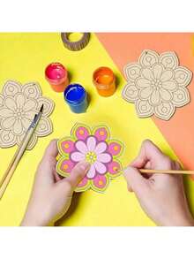 Unpainted Wooden Flower-Shaped Wood Slices, Handmade Wooden DIY Painting Slices, Suitable For Painting, Holiday Home Decor - A - View 7