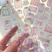 Q-LiA Rainbow Jelly Sheet – Japanese Amulet/Lucky Tag Design With Four-Leaf Clover Pattern. Features 3D Puffy Crystal Embossing. Waterproof, Self-Adhesive Sticker; Perfect For DIY Crafts, Scrapbook Decoration, Smartphone Cases, Laptops, Water Bottles, Stationery Accessories, And More. - Multicolor - View 8