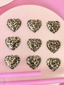 Fashionable Charming Alloy Leopard Print Heart Pendant, Pink And Gold Large Leopard Heart, Suitable For Jewelry Making, Earrings, Necklaces, Bracelets, Bag Charms, Keychains, Perfect For Summer Beach Vacation Accessories, Gift For Friends, Very Charming Jewelry Making Material - Multicolor - View 7