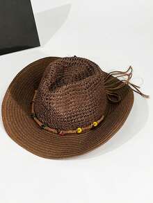 1pc Women's Straw Hat, Polyester Bohemian Style Fashion Outdoor Straw Hat, Suitable For Daily Outdoor Use - Multicolor - View 16