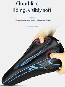 1pc 3D Silicone Thickened Bicycle Seat Cover, Hollow Breathable Shock-Absorbing Cycling Saddle Cover For Mountain Bike And Road Bike - Multicolor - View 8