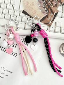 INS Style Heart Pearl Tassel Keychain, Korean Sweet Girl Bag Charm, Cute Backpack Pendant, Kawaii Handbag Accessory, Gift For Women - Multicolor - View 3