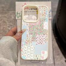 [24h Shipping From DE/FR/ES]Apple 11-17 Phone Case - Fresh Floral Design With Checkered Pattern And Patchwork For IPhone 16 Pro Max TPU Phone Case Cute Phone Cover Ideal Gift For Friends Holiday Gift - 圖片色1pcs - 查看 1