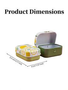 4/2/1pc Small Rectangular Metal Tin Can Printed With Lemon Patterns, Portable Decorative Storage Container For Candy, Handicrafts, Holiday Souvenirs, Cosmetics, Stationery & Tiny Home Decor Accessories-Portable Decorative Candy Storage Jar - Multicolor - View 4