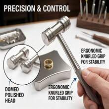 2pcs Set, Stainless Steel Solid Bench Vise And Metal Hammer Set, Precision Mirror Polished Jewelry Shaping Stamping Tools, Heavy Duty Watch Repair Equipment - Steel Color - View 2