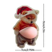 3D Sticker 1pc/2pcs/5pcs Creative Fried Chicken Sticker Shiba Inu Sticker Belly Puppy Sticker Belly Dog Collectible Printed Sticker Scrapbook Decoration - Red - View 2