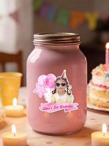 UNICCUT 24/48pcs Customized Portrait Photo Name Birthday Party Outline Stickers Personalized Face Gift Card Seal Stickers Dance Party Event Water Cup Adhesive Stickers - Multicolor - View 7