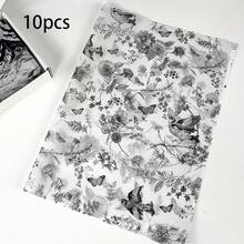 10/30/60pcs Ink Chinese Floral Bird Butterfly Art Paper Napkins, Suitable For Thanksgiving, Teen Shower, Gift Bags, Birthday, Spring Wedding Party Decoration, Box And Basket Filler, 50*35cm - Flowers, Birds, Butterflies - View 14