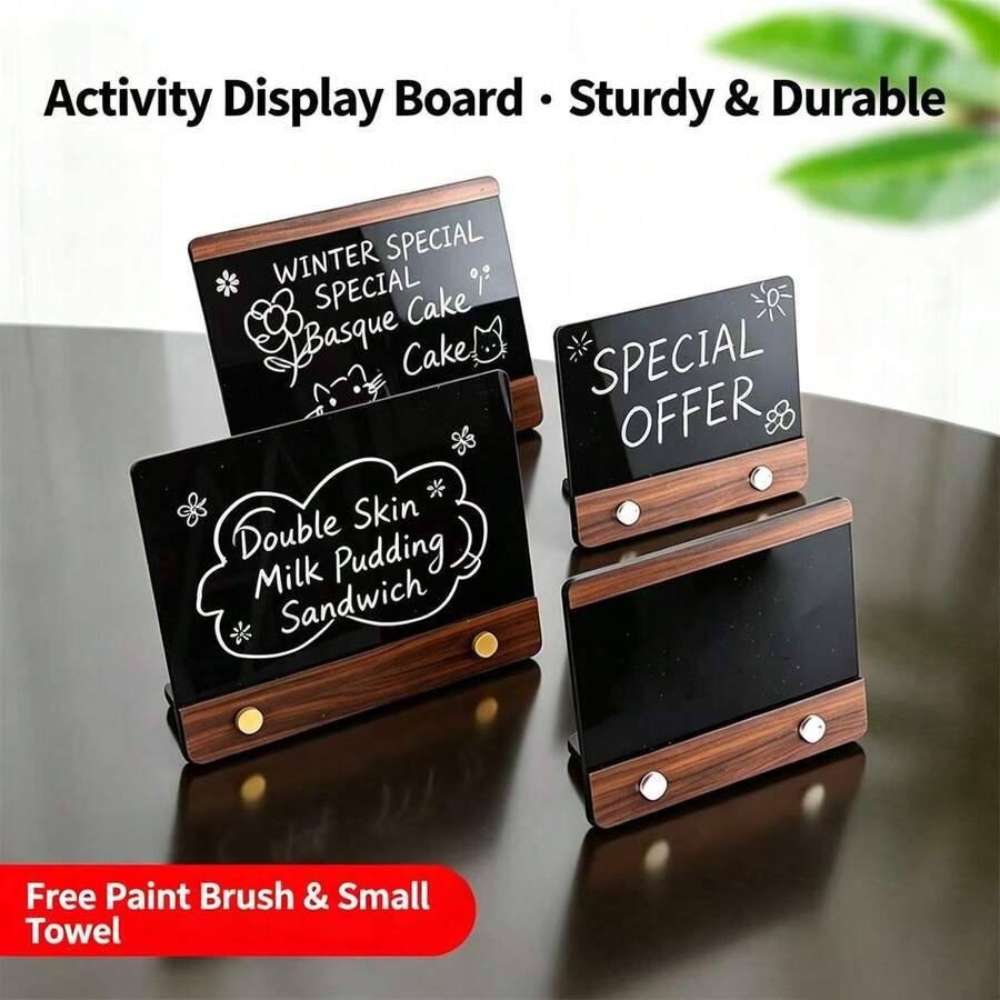 1pc Handwritten Price Tag Display Board Table Sign For Drinks, Food, Milk Tea Shop, Event Price Display, Children's Handwritten Board Label Product - Black - View 1