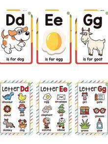 Alphabet Phonics Flash Cards For Toddlers, 26 ABC Letter Learning Word Cards With Pictures, Preschool Kindergarten Educational Vocabulary Flashcards, Kids Early English Spelling Learning Game, Sight Words Flashcards With Ring For Boys Girls Ages 3-6 - Multicolor - View 4