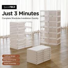 Collapsible Shoe Boxes Clear Plastic Stackable, Quick Setup Drop Front Shoe Organizer, Display Storage Cabinet For Sneakers10 T - 8 Tiers 16 Pairs - View 4