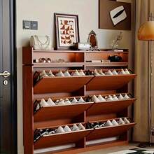 3-Tier Flip-Top Shoe Rack Accessories - Stainless Steel Thickened Shoe Shelf, Hidden Flip-Top Frame, Concealed Storage Space, Suitable For Home Or Office Under-Seat Storage Box - A - View 7
