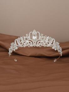 1pc Bridal Crown Wedding Tiara Headband, Bride Party Costume Accessory For Christmas, Halloween, Birthday - Silver - View 13