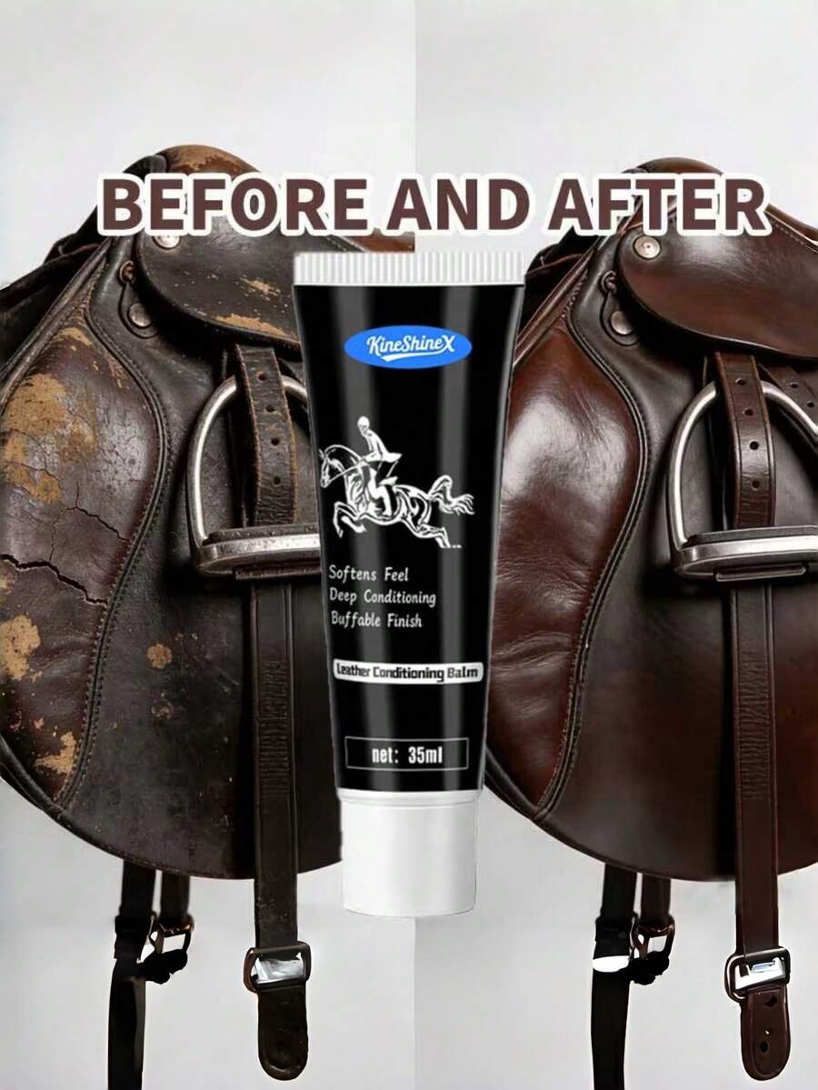 2pcs Instant Leather Revitalizer Cream | Deep Nourishing Moisturizing Lubrication | Saddle Safety Formula | Repairs Cracked Stiff Leather | Suitable For Tack/Boots/Handbags/Belts | With Sponge Easy Application - Saddle Moisturizing Repair Cream - View 1
