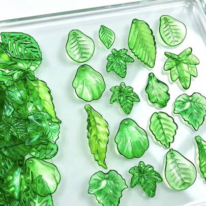 50/100/200/300pcs Mixed Leaf Beads, Assorted Shapes, Jewelry Decoration Beads, Suitable For DIY Bracelets, Handmade Bouquets, Flower Decorations, Flower Leaf Earrings, Pendants, Earrings Making, Potted Plant Decoration