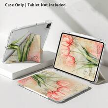 Pink Tulip And Other Pattern Painted Effect Tablet Protective Case With Stand, Compatible With Honor 8/9/10/X8/X8A/X9/X8Pro/X9Pro, MatePad SE 11"/MatePad 11"/11.5", MatePad Pro, Apple 10th/11th Gen 2025 (A16), Galaxy Tab A7/A9 And Other Popular Models - Style 30 - View 8