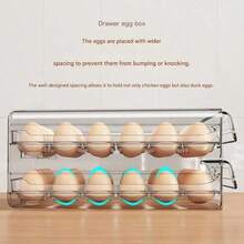 Multifunctional Large Capacity Egg Storage Box, Drawer-Style Plastic Egg Holder, Kitchen And Refrigerator Airtight Fresh-Keeping Container - Multicolor - View 3
