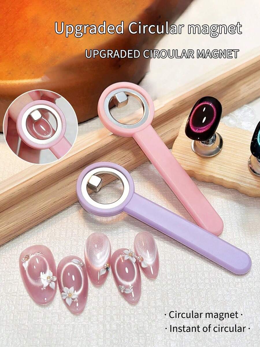 New Annies Round Cat Eye Nail Art Magnetic Tool, Multi-Function Long Handle 3s Vacuum Hole Cat Eye Ring, Professional Round Magnet, Instant Round Halo Effect, Strong Magnetic Force, Suitable For Cat Eye Gel Polish, DIY Nail Art And Nail Salon, Professional Grade Nail Art Magnetic Wand,Bedroom Room Decor,Back To School