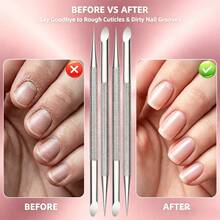 4Pcs Double Ended Cuticle Pusher Stainless Steel Manicure Nail Care Tools For Dead Skin Clean,Comes With A Storage Box, Easy To Carry - Silver - View 5