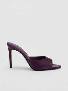 2026 Spring/Summer New Women's Mule Sandals With Medium-Thin Low Heel,Stiletto Heels - Purple - View 3
