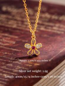 1pc, S925 Sterling Silver, Original Daisy Personalized Pendant, Vintage Elegant Luxury Versatile Necklace, Suitable For Women's Daily Wear, Commuting, Dating. Silver Net Weight: 1.9g. - Gold - View 10