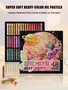 48色重色調軟油粉彩套組，超軟重油基繪圖筆，油基繪圖筆，文具套組，適用於藝術創作與繪畫，專用油粉彩 - 套裝 - 查看 7