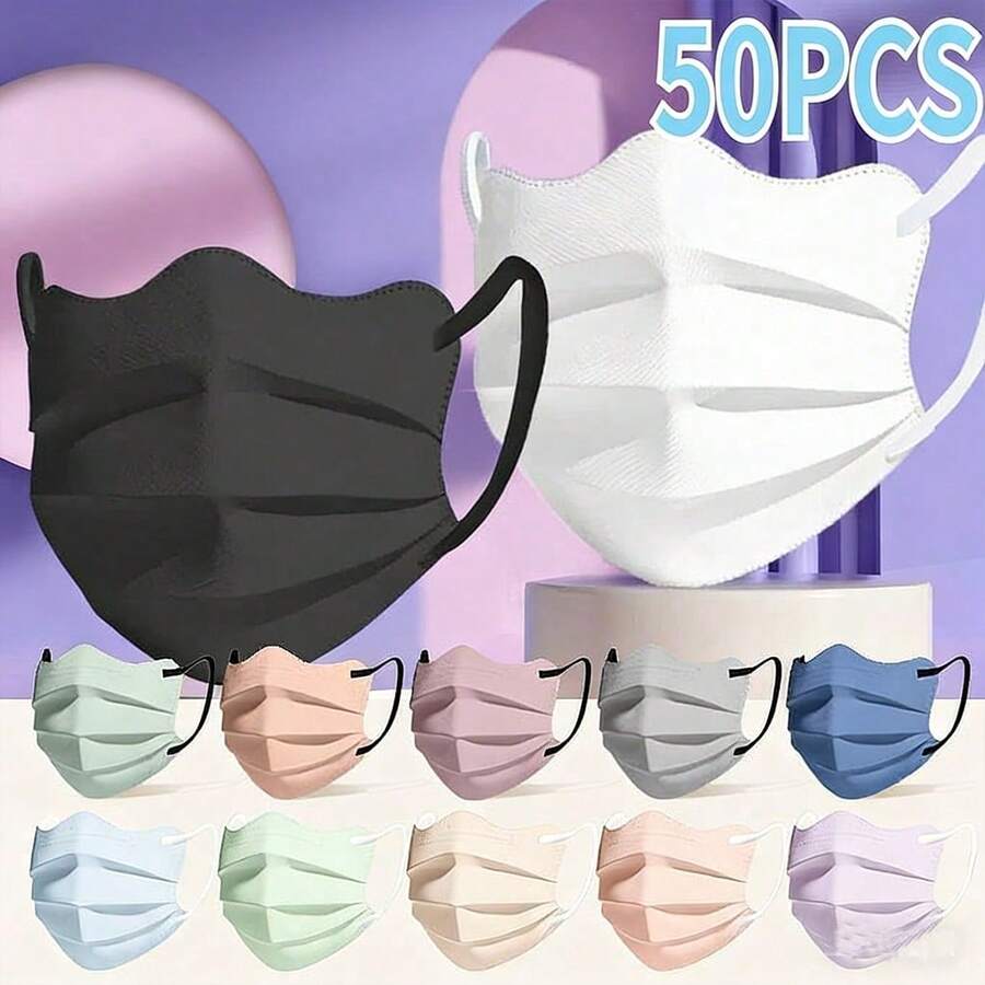 10/50 buah Masker Pelindung Matahari Sekali Pakai, Masker Pelindung Modis Netral untuk Semua Musim, Penutup Wajah Wanita, Tali Telinga Elastis Tebal, Tersedia Berbagai Warna, Cocok untuk Penggunaan di Rumah, Sekolah, Kantor, Luar Ruangan, dan Berkemah - A - View 1