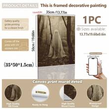1pc Framed Canvas Wall Art, Vintage Brown Tone Misty Forest Ghost Canvas Decor, Dark Gothic Horror Halloween Retro Photo Print Framed Wall Hanging, Suitable For Modern Home Decor, Room Decoration - Forest Ghost - View 19