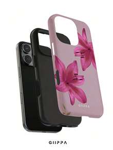 GIIPPA 1 Pc Phone 17 Pro Max Case With Pale Pink Base And Fuchsia Lily Pattern Design, Suitable For Phone 16 Pro Max, 15 Pro Max, 14 Pro Max, Korean Stylish And Interesting Phone Case, Compatible With 11/12/13/14/15/17 Pro Max Plus, Elegant Design Suitable For Both Men And Women, Ideal Gift For Girlfriend On Christmas, Valentine's Day, Easter, Wedding Season And Birthday - Multicolor - View 2