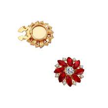 1 Pc Multicolor Rhinestone Flower Cufflinks, No-Sew Elegant Formal Shirt Accessories - Multicolor - View 6