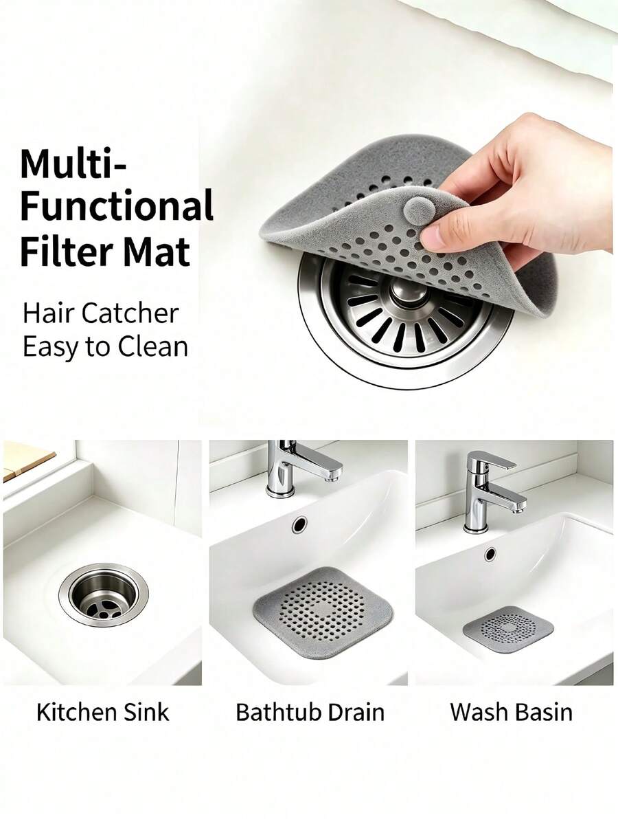 4pcs/2pcs Anti-Clogging Drain Filter, Kitchen Sink Anti-Clogging, Bathtub/Shower/Bathroom Drain Cover, Soft Rubber Fit Prevents Shifting, Bathroom Drain Anti-Clogging Filter Cover, Tight Fit, Durable Plastic Mesh, Kitchen And Bathroom Essential.