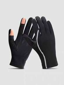 Men's Thin Summer Ice Silk Fingerless Gloves, Lightweight Quick-Dry UV Protection Anti-Slip Fishing Electric Scooter Sun Protection Gloves - A - View 14