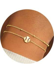 World Cup 2026 Competition Ball, Sports Bracelet For Women Girls Gold Plated Soccer Football Basketball Gold Pickleball Volleyball Tennis Baseball - Baseball - View 1