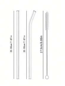 1/2/4/6pcs Glass Straws + 1 Cleaning Brush, High Borosilicate Glass Straws, Heat-Resistant Colorful Straws, Suitable For Beverages And Milk Tea, Transparent Multi-Color Glass Tubes, School Supplies, Back To School Essentials - Transparent - View 3