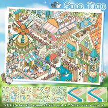 New Large Scene Stickers With Positioning Lines, Adult Landscape Stickers, House Stickers, Miniature Scene Stickers, Scenery Stickers, Landscape Stickers, Manual Stickers, Reusable, Multiple Sizes Available - A - View 14