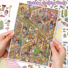 特大號 DIY 場景貼紙附定位線，成人風景貼紙、房屋貼紙、手帳貼紙、3D 微縮房屋場景貼紙、DIY 手帳貼紙、風景貼紙、景觀貼紙、手工貼紙，可重複使用，多種尺寸可選 - A - 查看 4