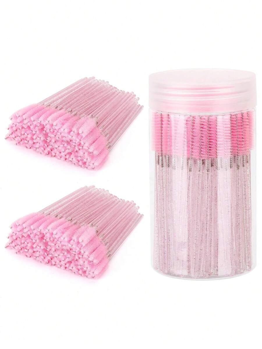 100pcs/50pcs/10pcs Eyelash Brushes, Pink Crystal Eyelash Combs, Eyelash Extension Kit