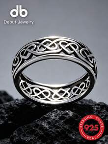 S925 Sterling Silver Unisex Celtic Knot Ring, Infinity Heart-To-Heart Ring, Vintage Hollow Irish Infinity Knot Band, Classic Celtic Wedding Ring Couple Set, Versatile Personalized Jewelry, Gift Box Packaging - Infinite Heart-to-heart Ring - View 5