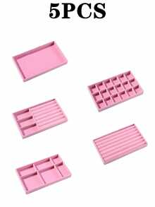 6/1 pieza Bandeja de almacenamiento de joyas de terciopelo Estilo cajón Caja de almacenamiento Caja de anillos Organizador de joyas apilable de gran capacidad con diseño de compartimentos Adecuado para aretes, collares, pulseras, anillos, diademas, bolsas Estante de exhibición de joyas Organizador de bolsa de maquillaje - Multicolor - Ver 13