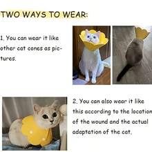 Adjustable Pet Elizabethan Collar, Suitable For Cats, Kittens, Rabbits And Other Pets, Protects Neck, Promotes Wound Healing, Practical Neck Guard, Yellow Flower Design - Multicolor - View 2