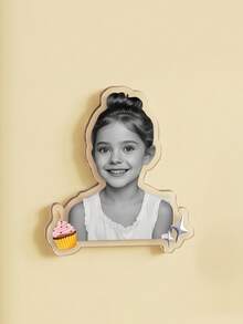 1pc Custom Photo And Text Birthday Fridge Magnet,Personalized Kids Portrait Refrigerator Sticker,Custom Happy Birthday Decor Cute Pink Magnet - Multicolor - View 11