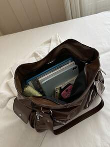 Vintage Large Capacity Handbag For Women, New Popular Minimalist Commuter Shoulder Tote Bag - Brown - View 4
