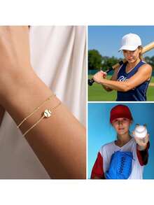 World Cup 2026 Competition Ball, Sports Bracelet For Women Girls Gold Plated Soccer Football Basketball Gold Pickleball Volleyball Tennis Baseball - Baseball - View 3