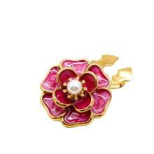 1 Pc Assorted Flower Cufflinks With Pearl & Enamel, No-Sew Formal Shirt Accessories For Men - Gold - View 5